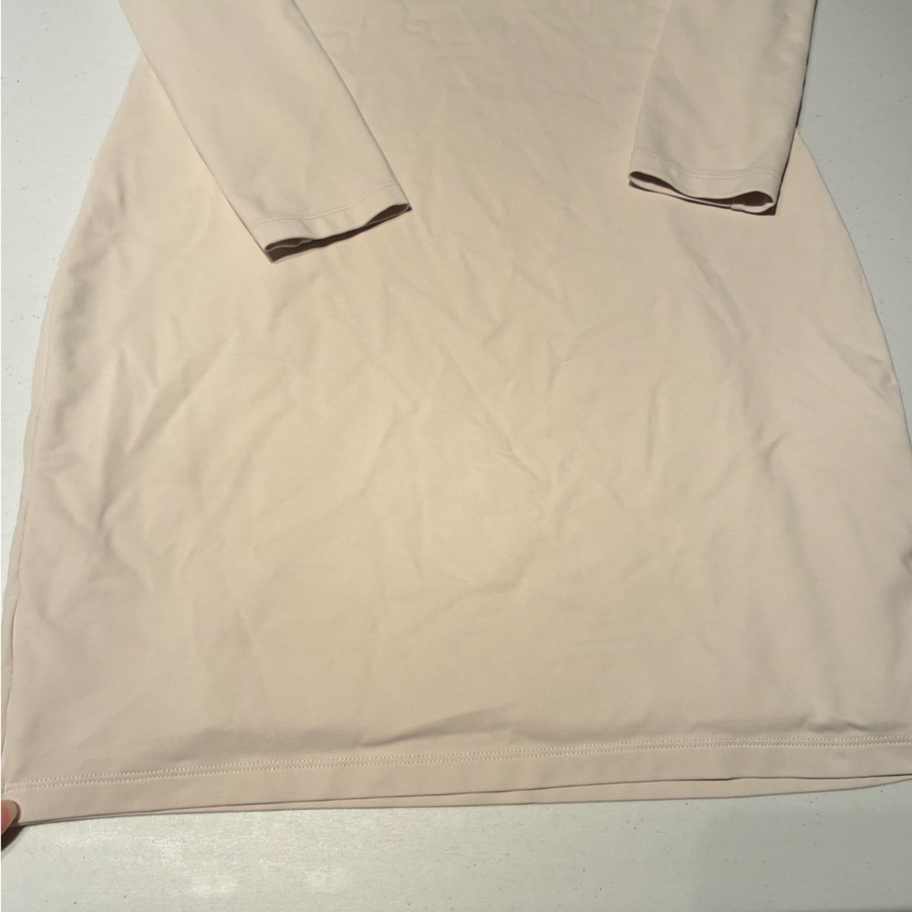 Aritzia Babaton Contour Off Shoulder Long Sleeve Mini Dress MATTE PEARL Medium - Picture 8 of 11